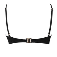 Back view of swimwear top with gold hardware