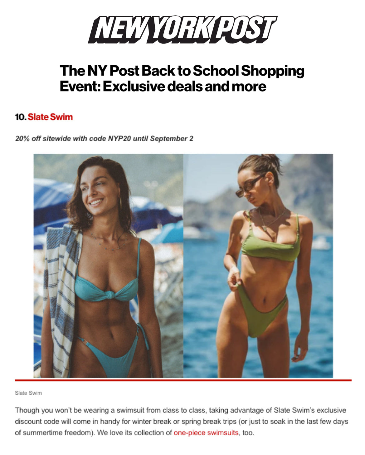 Excerpt featuring Slate Swim in New York Post Magazine