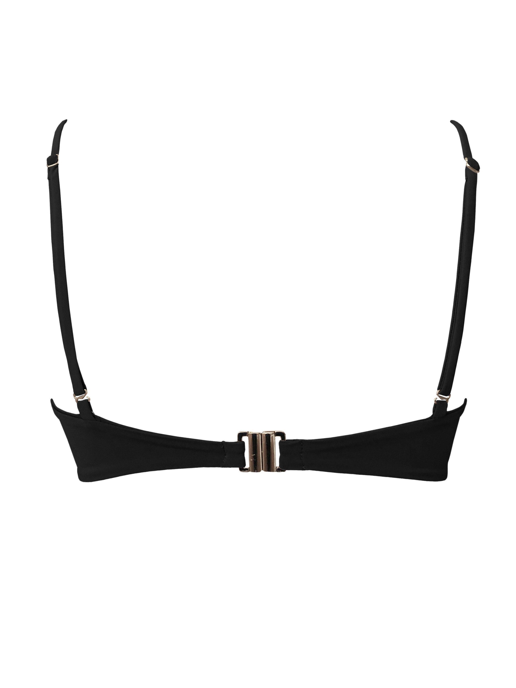 Back view of swimwear top with gold hardware